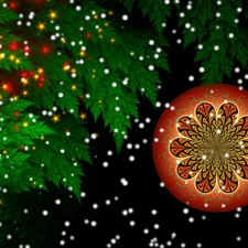 christmas tree, lights, graphics, bauble
