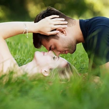 Women, love, grass, a man