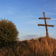 grass, wayside, Cross