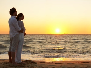 Women, sea, Great Sunsets, a man