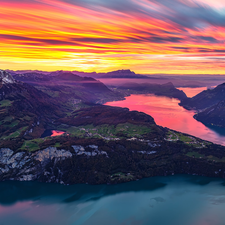Great Sunsets, Switzerland, Mountains, Swiss Alps, Canton de Lucerne
