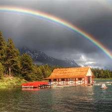Harbour, lake, Great Rainbows