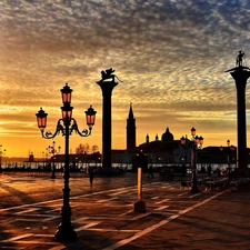 Venice, promenade, Great Sunsets, Italy