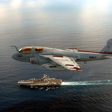 aircraft carrier, plane, Northrop Grumman EA-6B Prowler