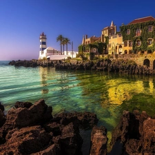 Lighthouses, house, Gulf, sea, summer, villa