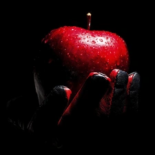 hand, Apple, drops