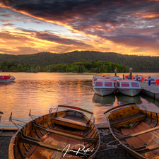 Harbour, motorboat, Cumbria, boats, Lake Windermere, Great Sunsets, England