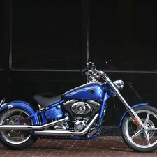 blue, Harley Davidson Softail Rocker C