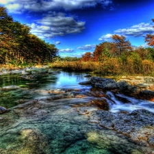 River, viewes, HDR, trees