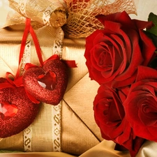 hearts, roses, Valentine