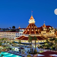 moon, Floodlit, Hotel hall