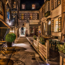 Houses, Cafes, Bruges, alley, Belgium