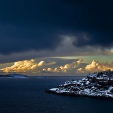 Norway, Island, Houses, sea
