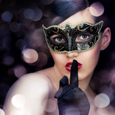 In Mask, Beauty, Handglove, lights, black, Women