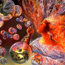 interesting eyes, Josephine Wall, Fire, Hair, Women