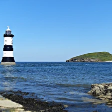 Lighthouse, sea, Island, maritime