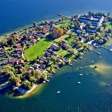 Islet, Aerial View, Bavaria, lake, Germany