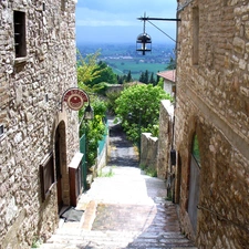 Italy, alley, Assisi