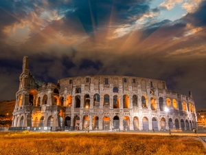 Rome, illuminated, Coloseum, Italy