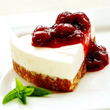 cheesecake, cold, jam, an