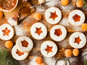 Cookies, apricots, Christmas, Jam