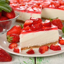 jelly, cheesecake, strawberries