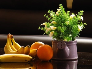 jug, bananas, orange