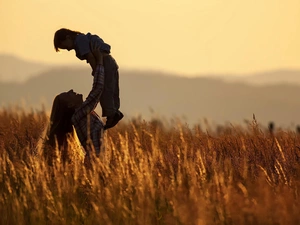 mother, Kid, corn, Women, Field