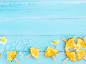 Quarters, Flowers, boarding, Plumeria, ice, slices, ananas, knuckle