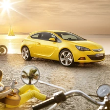 Opel Astra IV GTC, lake, sun, Beaches