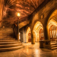 Hall, Vaults, Lamps, Stairs
