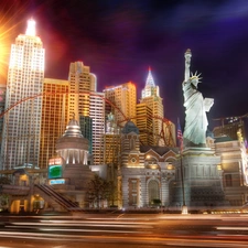 skyscrapers, freedom, Las Vegas, statue