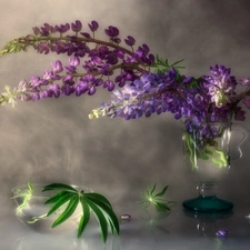 bowl, Leaf, lupine, cup, bouquet