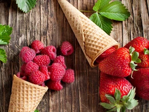 boarding, Leaf, strawberries, wafers, raspberries