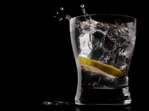 slice, cup, water, lemons