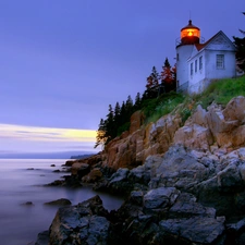 Lighthouse, sea, rocks