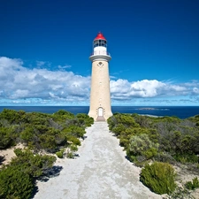 Sky, sea, Lighthouses, clouds