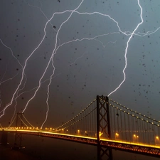 Lightning, bridge, Storm