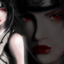 lips, Naruto, Red, Eyes, Women