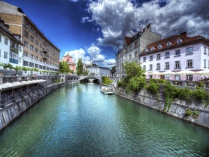 Slovenia, canal, Town, Ljubljana