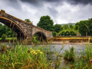 River Conwy, house, Llanrwst, bridge, wales
