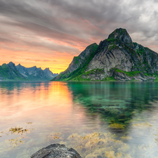 Mountains, Lofoten, Norway, North Sea