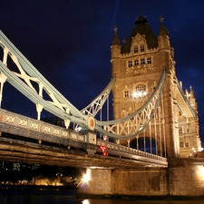 bridge, Tower Bridge, London, Night