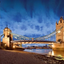 London, England, Tower Bridge, panorama, River