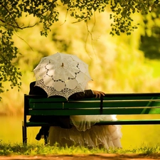 Park, Steam, lovers, Bench