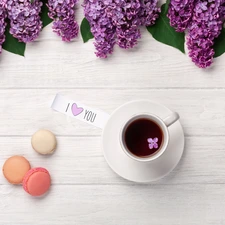 Macaroons, coffee, text, Cookies, without, card, I love you