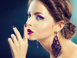 Beauty, make-up, jewellery, brunette