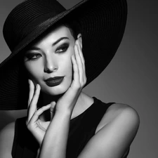 Women, Hat, make-up, stylish