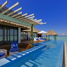 Hotel hall, sea, Maldives, Pool