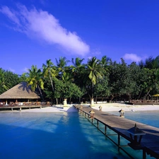 Ocean, Island, Maldives, pier